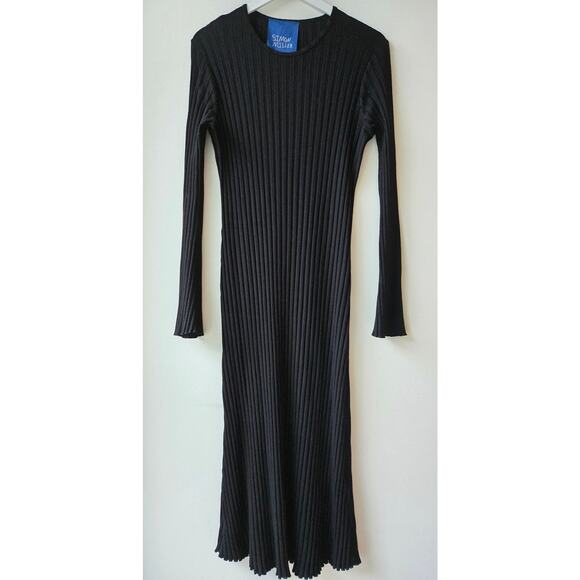 Simon Miller NEW Ribbed Black Dress Flare Sleeves Womens Size XL NWT Bodycon - Picture 4 of 16
